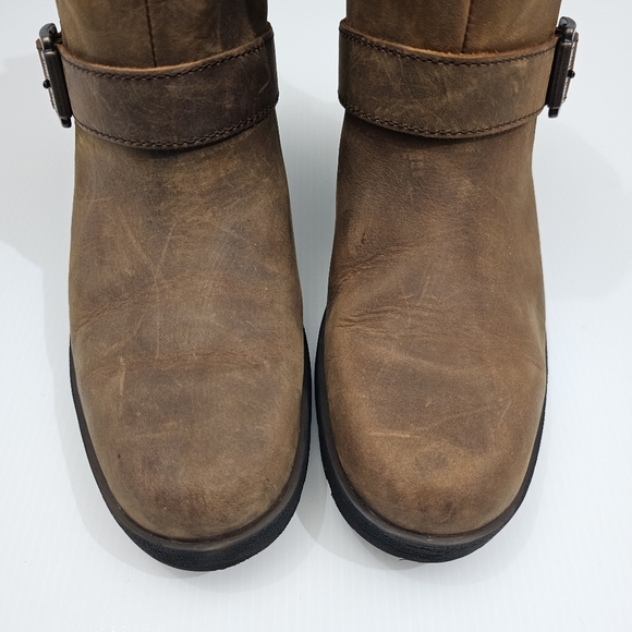 Timberland Graceyn Moto Boot Womens 5.5 Rust Brown Leather Waterproof Biker Fall - Picture 6 of 14